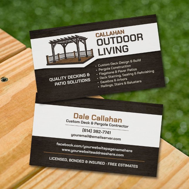 Carte De Visite Entrepreneur de construction de terrasses et patio (Créateur téléchargé)