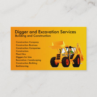 Carte De Visite Entrepreneur de construction défonceur jaune