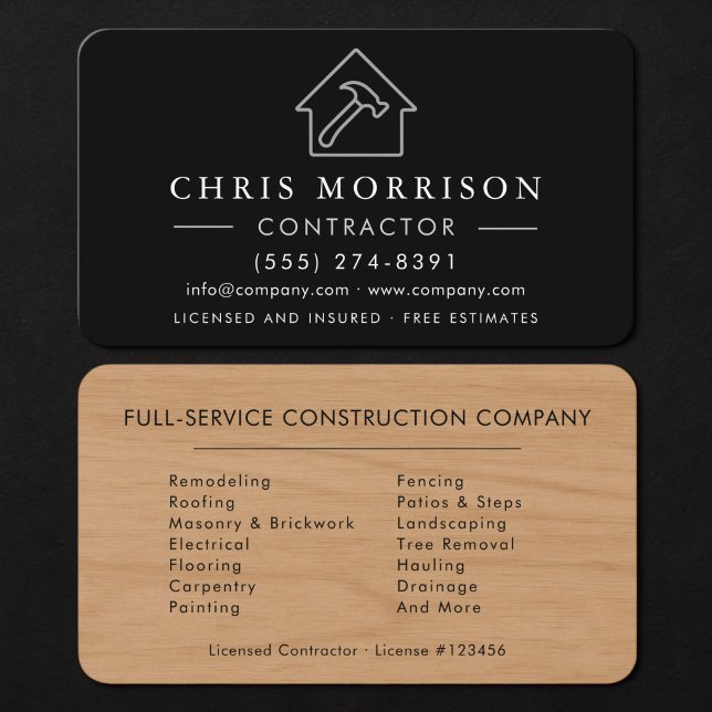 Carte De Visite Entrepreneur de construction en bois moderne (Créateur téléchargé)