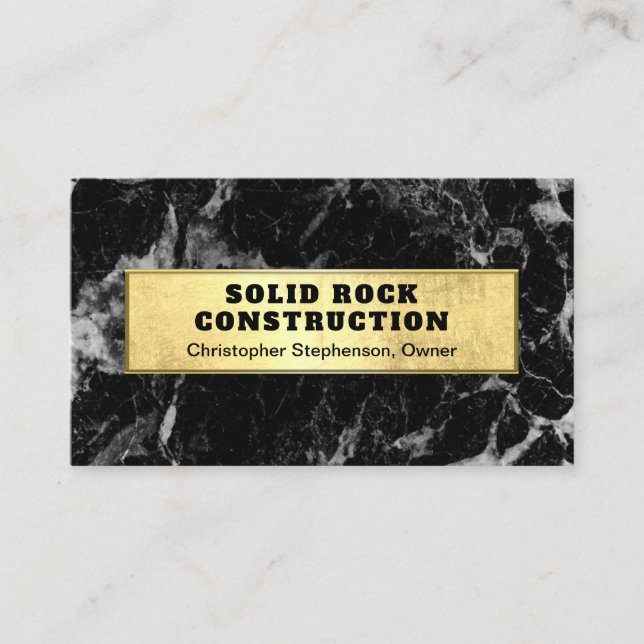 Carte De Visite Entrepreneur de construction en marbre noir or mod (Devant)