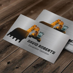 Carte De Visite Entrepreneur de construction Excavateur Opérateur 