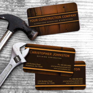 Carte De Visite Entrepreneur de construction Faux Pine Wood