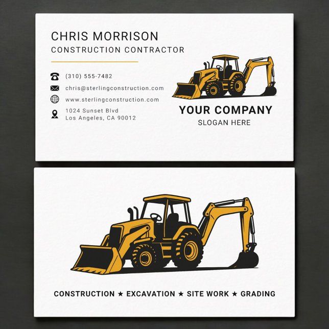 Carte De Visite Entrepreneur de construction professionnel (Créateur téléchargé)