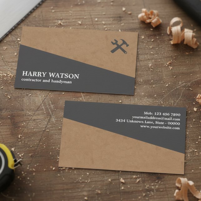Carte De Visite Entrepreneur de construction professionnel & homme (Créateur téléchargé)