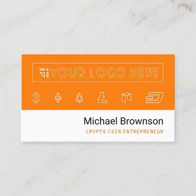 Carte De Visite Entrepreneur de la crypto-monnaie Orange Bitcoin a (Devant)