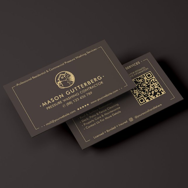 Carte De Visite Entrepreneur de lavage sous pression moderne Espre (Modern Power Washing Contractor Espresso Business Card
)