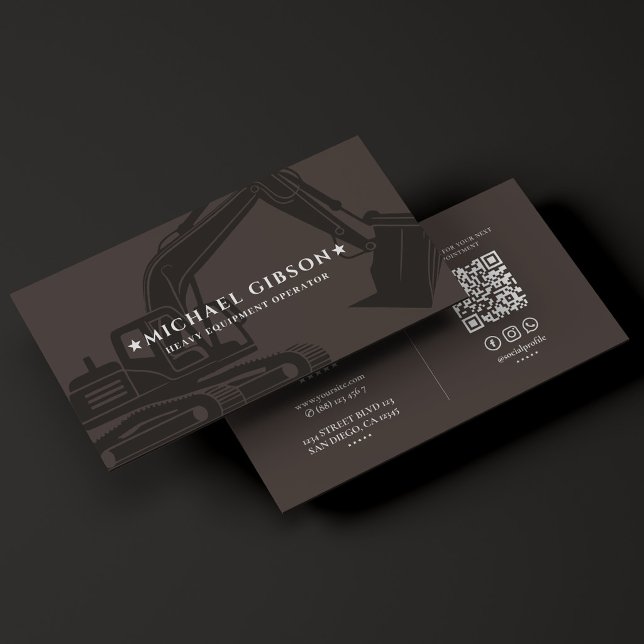 Carte De Visite Entrepreneur de matériel lourd Construction Espres (Heavy Equipment Contractor Construction Espresso Business Card
)