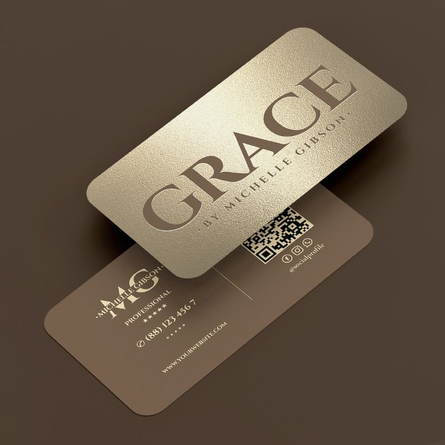 Carte De Visite Entrepreneur de pompes funèbres de luxe Brun Faux  (Luxury Funeral Mortician Brown Faux Gold Business Card
)