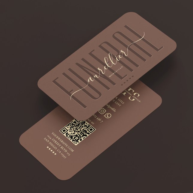 Carte De Visite Entrepreneur de pompes funèbres minimal Cimetière  (Minimal Funeral Mortician Cemetery Brown Business Card
)