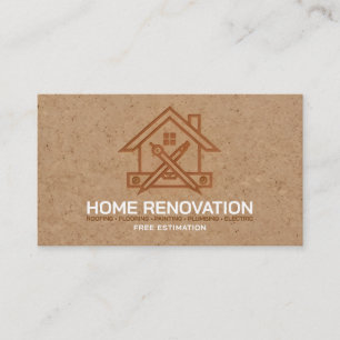 Carte De Visite Entrepreneur de rénovation de maison en papier kra