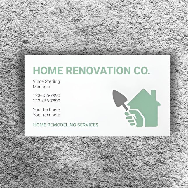 Carte De Visite Entrepreneur de rénovation de maison vert sauge mo (Créateur téléchargé)
