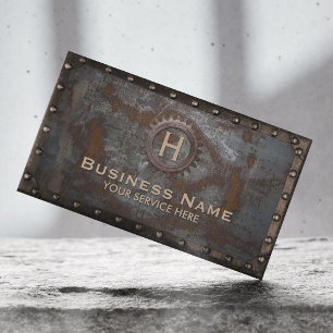 Carte De Visite Entrepreneur de réparation vintage en métal rouill