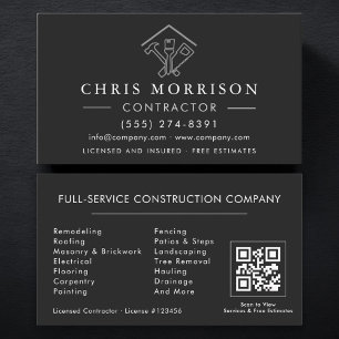 Carte De Visite Entrepreneur de Réparations à Domicile Code QR Noi