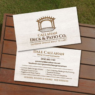 Carte De Visite Entrepreneur de terrasse et de patio professionnel