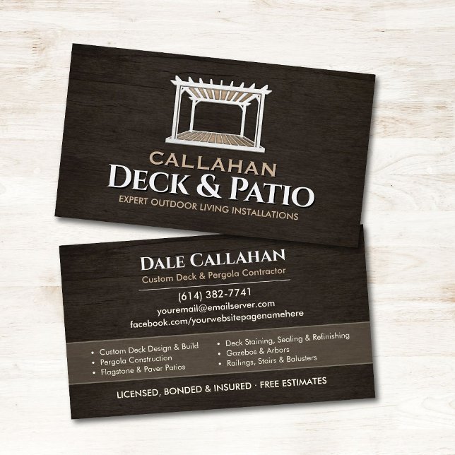 Carte De Visite Entrepreneur de terrasse & plancher en bois rustiq (Créateur téléchargé)