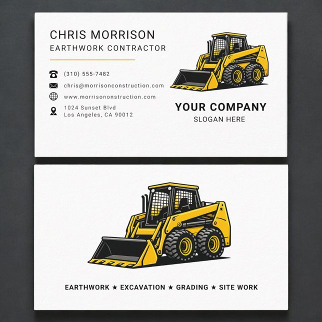 Carte De Visite Entrepreneur de terrassement Construction (Créateur téléchargé)