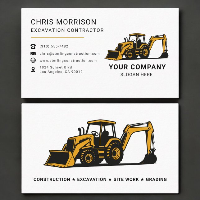 Carte De Visite Entrepreneur de terrassement professionnel (Créateur téléchargé)