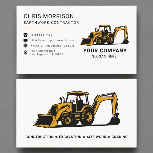 Carte De Visite Entrepreneur de terrassement professionnel (Créateur téléchargé)