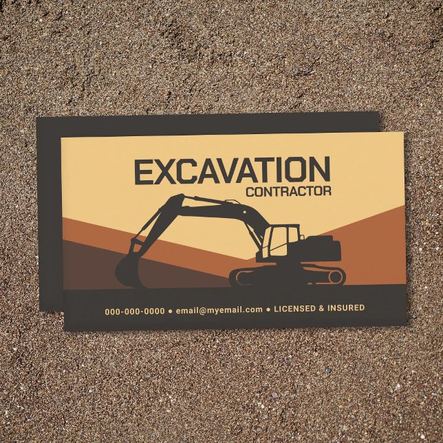 Carte De Visite Entrepreneur de Terrassement - Teintes Terres (Earth-Toned - Excavation Contractor Business Card)