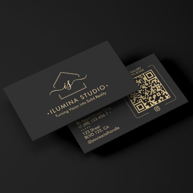 Carte De Visite Entrepreneur de toiture de construction Architecte (Construction Roofing Contractor Architect Black)