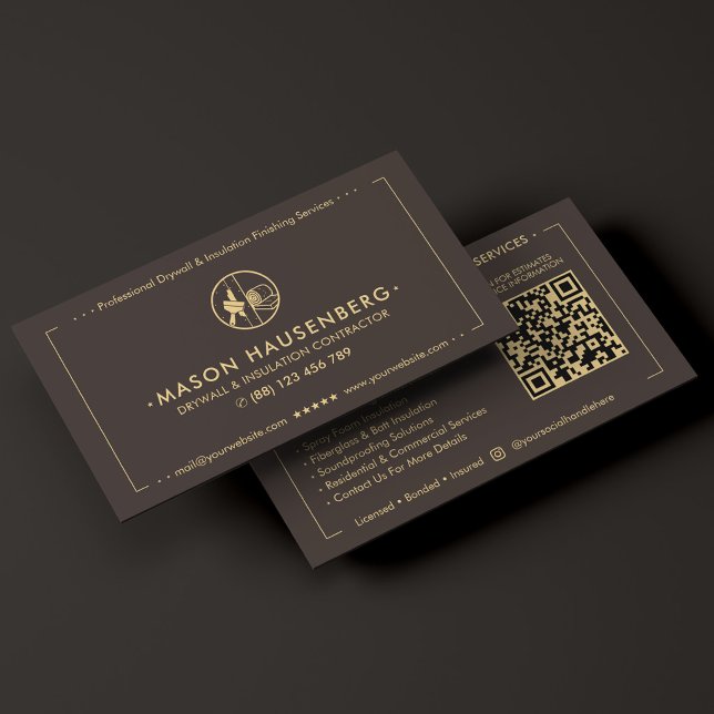 Carte De Visite Entrepreneur d'isolation de murs et plafonds Espre (Drywall Insulation Ceiling Contractor Espresso Business Card
)