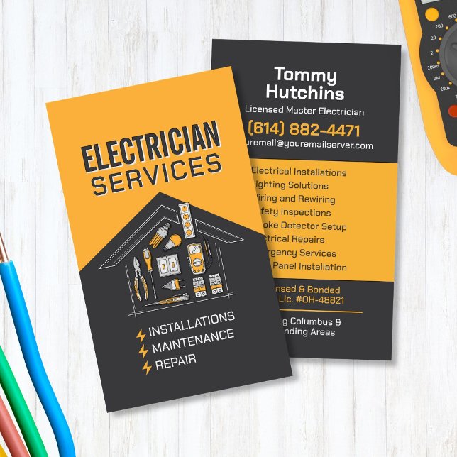 Carte De Visite Entrepreneur Électricien Professionnel (Créateur téléchargé)