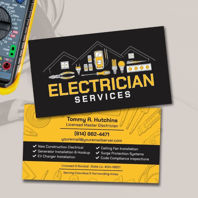 Carte De Visite Entrepreneur Électricien Professionnel (Créateur téléchargé)