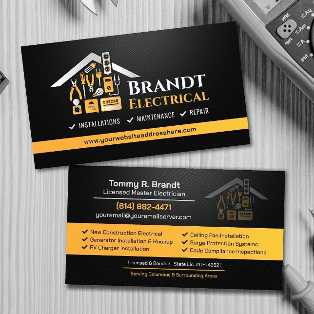 Carte De Visite Entrepreneur Électricien Professionnel (Créateur téléchargé)