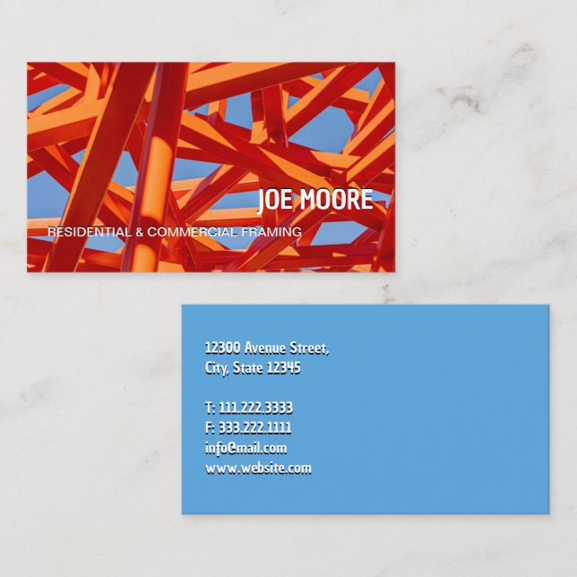 Carte De Visite Entrepreneur en charpente (Devant / Derrière)