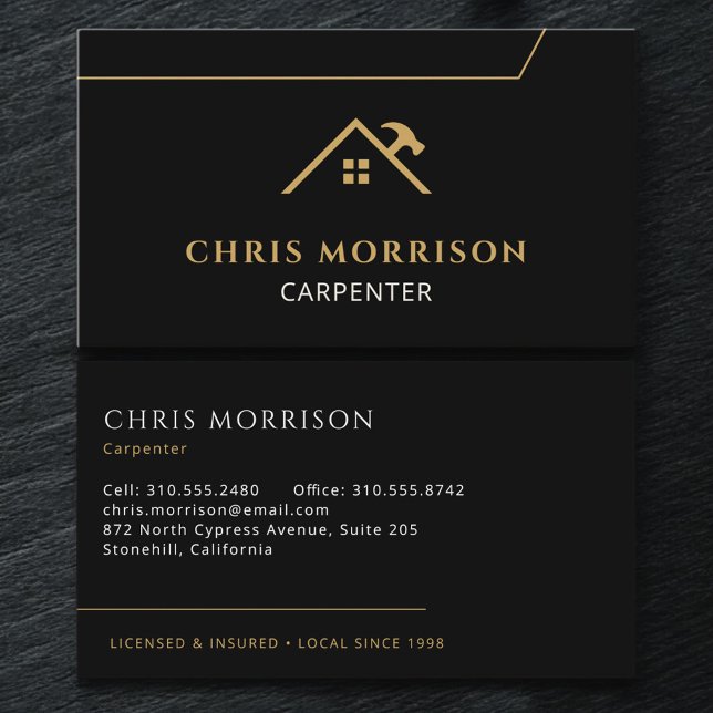 Carte De Visite Entrepreneur en charpente Constructeur de maisons  (Créateur téléchargé)