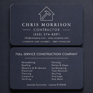 Carte De Visite Entrepreneur en construction de bâtiments