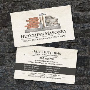 Carte De Visite Entrepreneur en maçonnerie de briques pierres béto