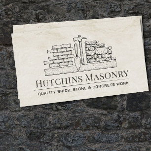 Carte De Visite Entrepreneur en maçonnerie de briques pierres béto