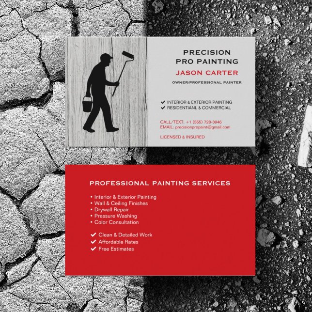 Carte De Visite Entrepreneur en peinture de maison Service Pro (Personalize with your business card details)