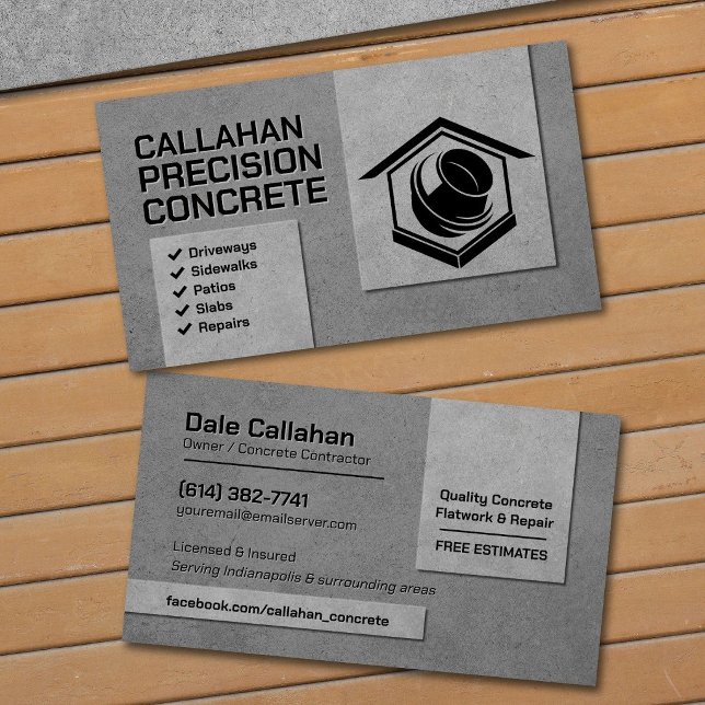 Carte De Visite Entrepreneur en services de béton  (Créateur téléchargé)