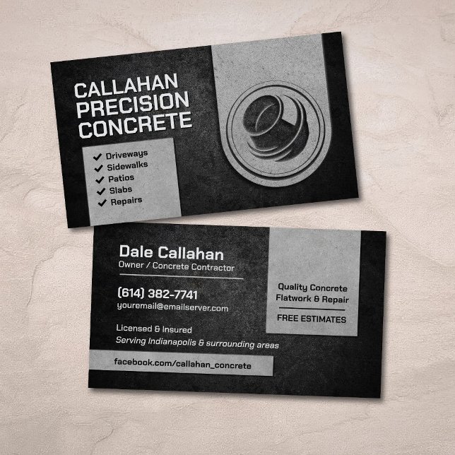 Carte De Visite Entrepreneur en services de béton  (Créateur téléchargé)