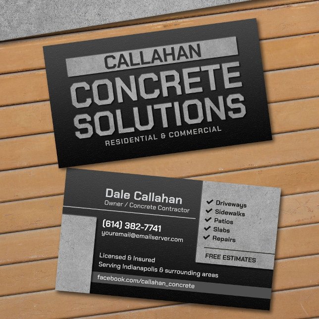 Carte De Visite Entrepreneur en solutions de béton industriel (Créateur téléchargé)