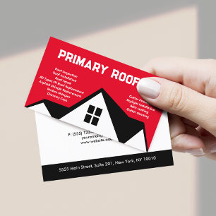 Carte De Visite Entrepreneur en toiture   Roofer Red