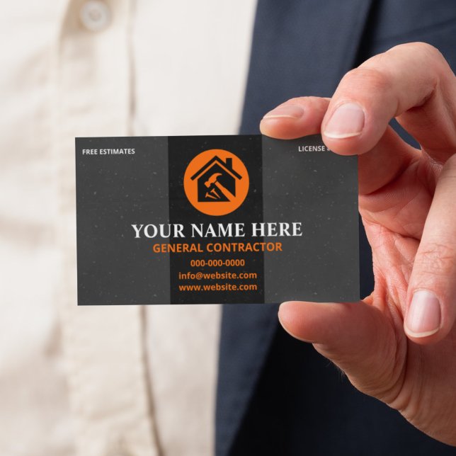 Carte De Visite Entrepreneur Général Charbon Moderne & Orange (Créateur téléchargé)