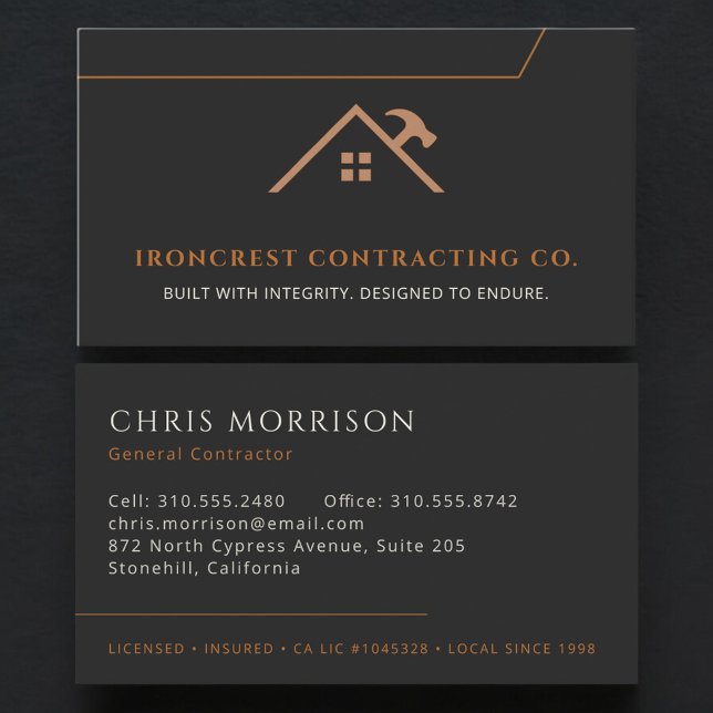 Carte De Visite Entrepreneur général de construction (Créateur téléchargé)
