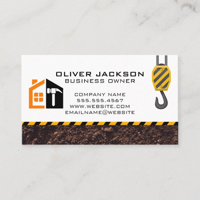 Carte De Visite Entrepreneur général de réparation | Grue de const (Devant)
