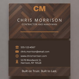 Carte De Visite Entrepreneur général Handyman Carpentry en bois