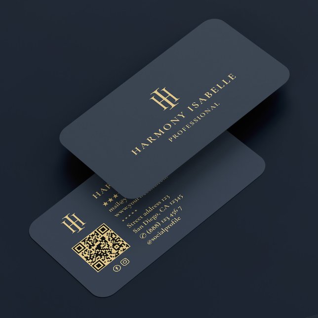 Carte De Visite Entrepreneur général Monogram Construction Bleu fo (Monogram General Contractor Construction Dark Blue Business Card
)