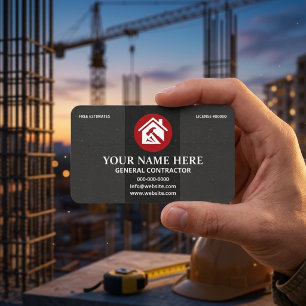 Carte De Visite Entrepreneur Général Professionnel Charbon & Rouge