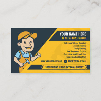 Carte De Visite Entrepreneur général, Service Handyman, Constructi