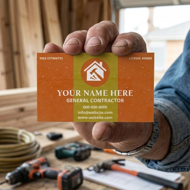 Carte De Visite Entrepreneur Général Texture Orange et Jaune Rusti (Créateur téléchargé)