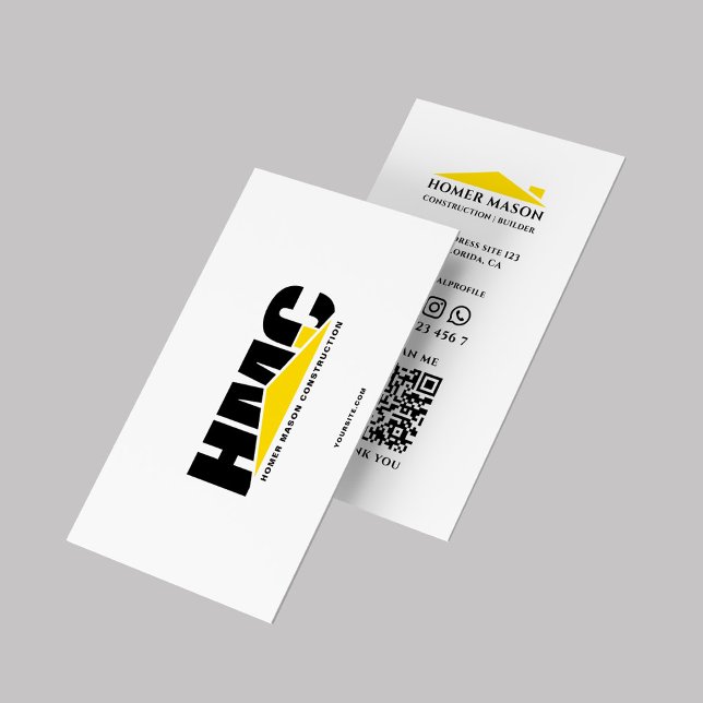 Carte De Visite Entrepreneur moderne Constructeur de construction  (Créateur téléchargé)