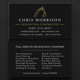 Carte De Visite Entrepreneur opérateur d'excavation professionnel 