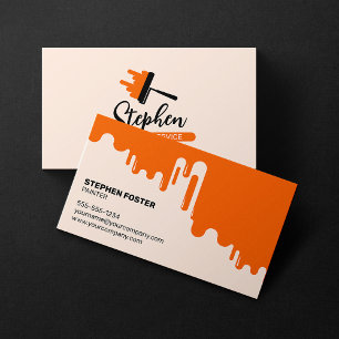Carte De Visite Entrepreneur Peintre en Batiment Orange Moderne Ta