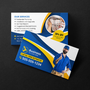 Carte De Visite Entrepreneur Plombier Professionnel Plomberie Bleu